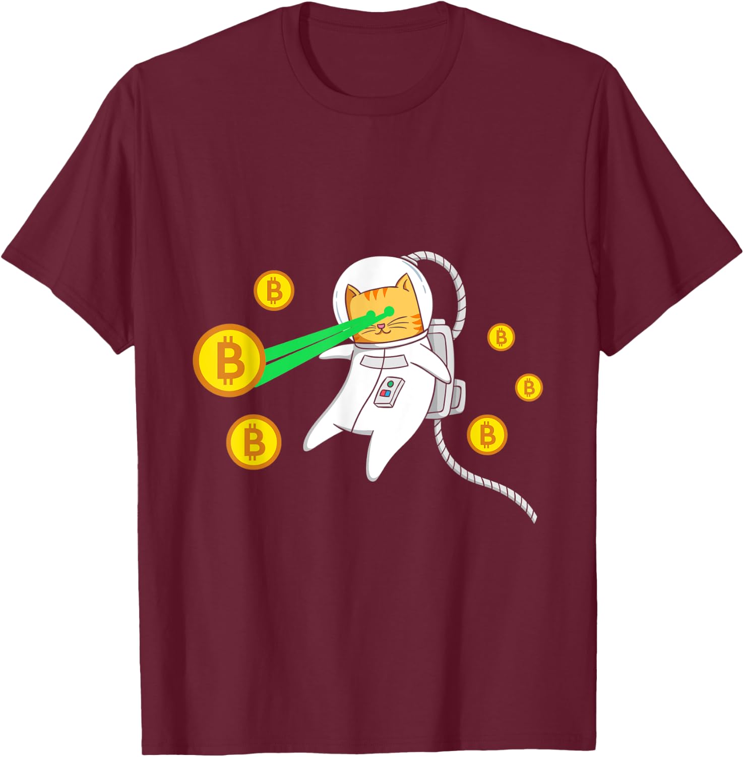 Space Astronaut Cat Bitcoin Laser Eyes Cryptocurrency BTC Women T-Shirt - T-Shirt | Maroon