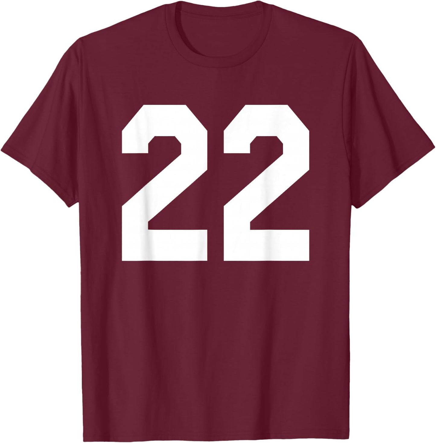 Number 22 Sports Jersey Front and Back Team Player T-Shirt - T-Shirt | Maroon