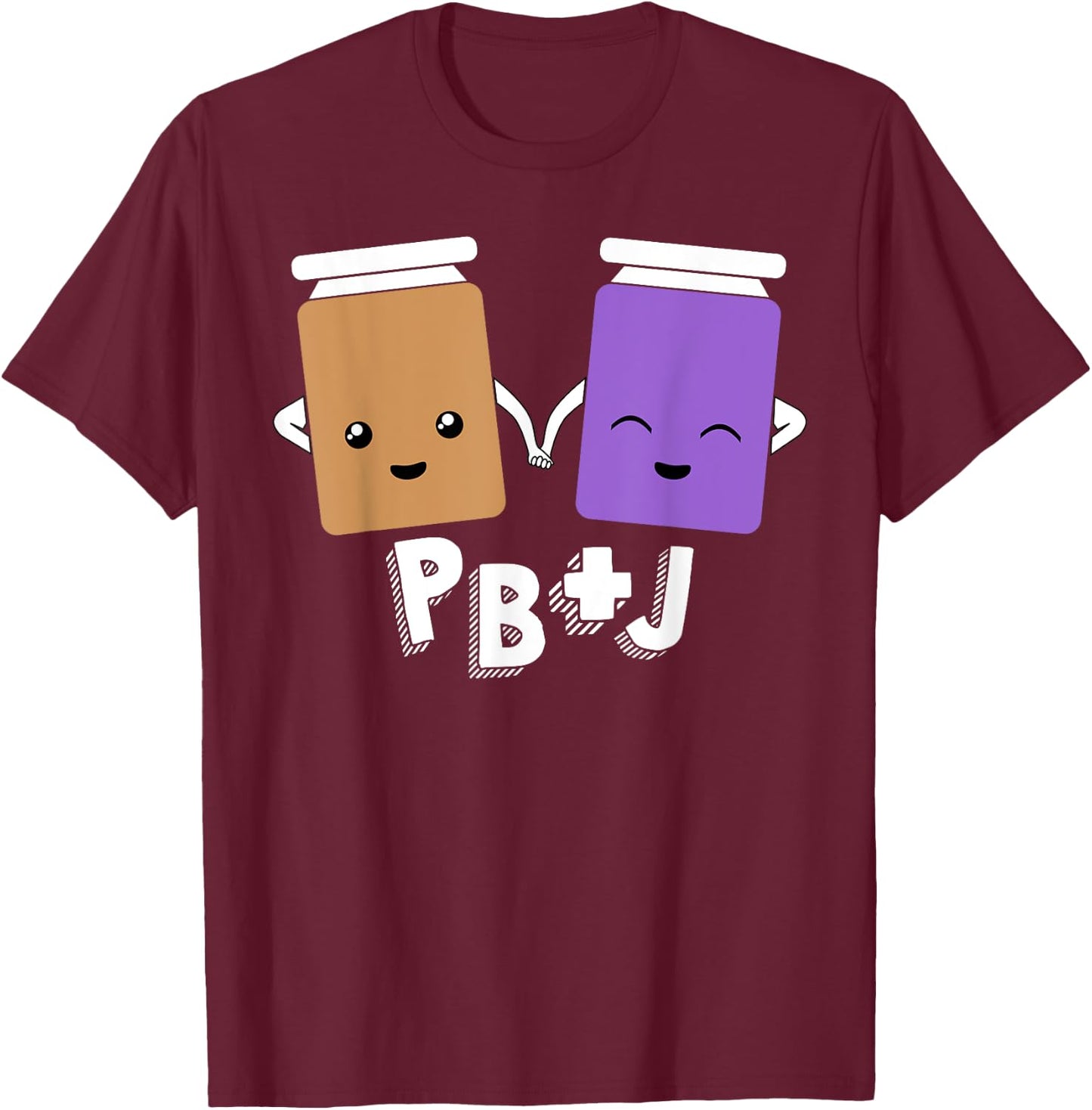 PB+J Cute Peanut Butter & Jelly Matching Costume Set Shirts T-Shirt - T-Shirt | Maroon