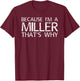 MILLER Gift Funny Surname Family Tree Birthday Reunion Idea T-Shirt - T-Shirt | Maroon