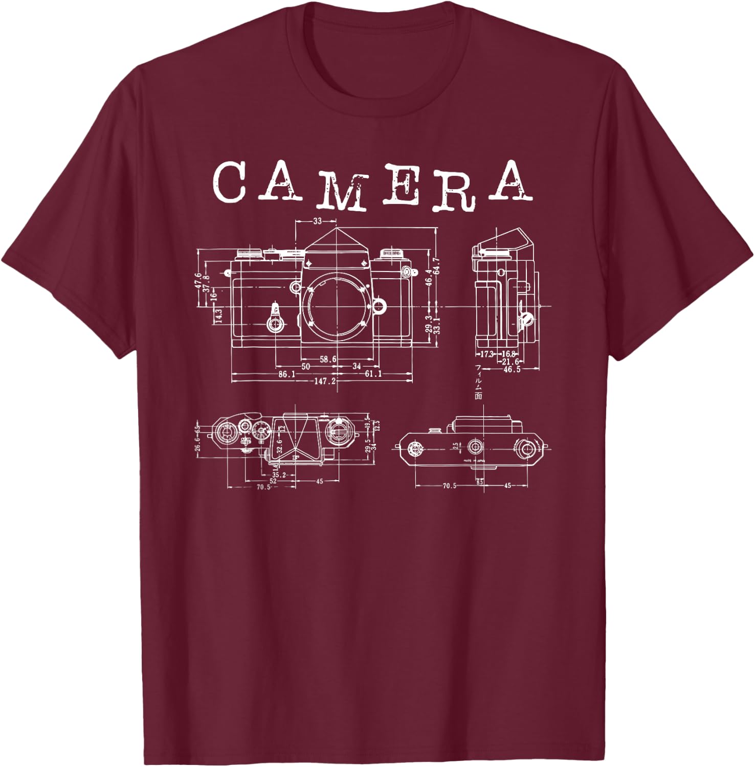 Cool Camera Vintage Patent Blueprint Photography Nerd T-Shirt - T-Shirt | Maroon