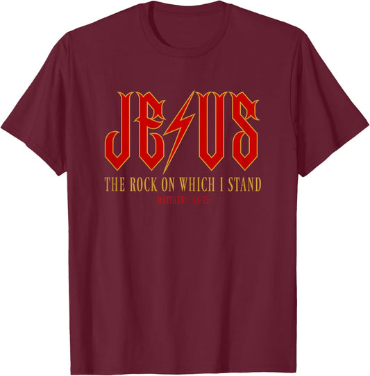 Christian Jesus Rock Band Matthew 7:24, Retro Vintage T-Shirt - T-Shirt | Maroon