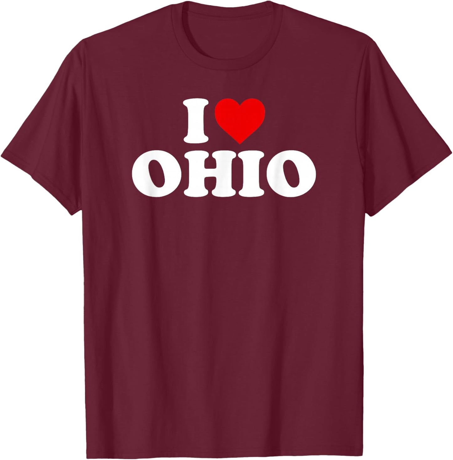 I Love Ohio Heart T-Shirt - T-Shirt | Maroon