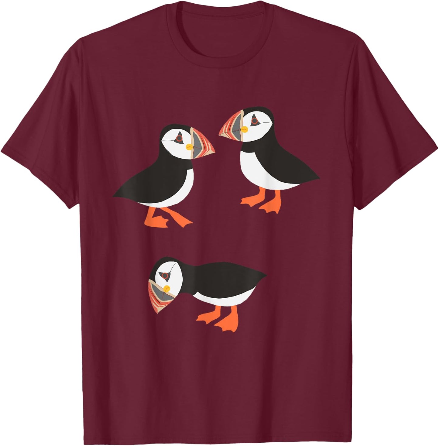Funny Birds Puffin T-Shirt - T-Shirt | Maroon