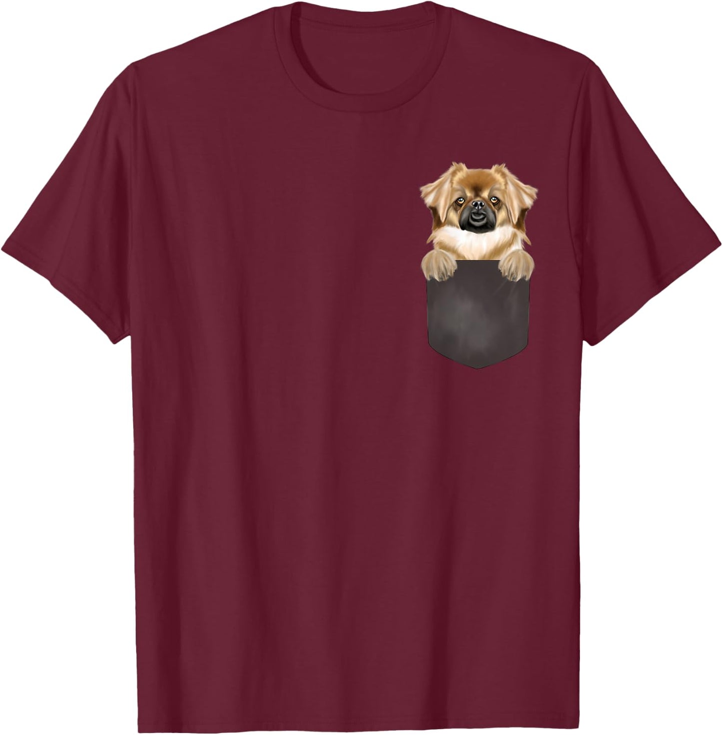 Dog In Pocket Funny Dog Lover Tibetan Spaniel T-Shirt - T-Shirt | Maroon