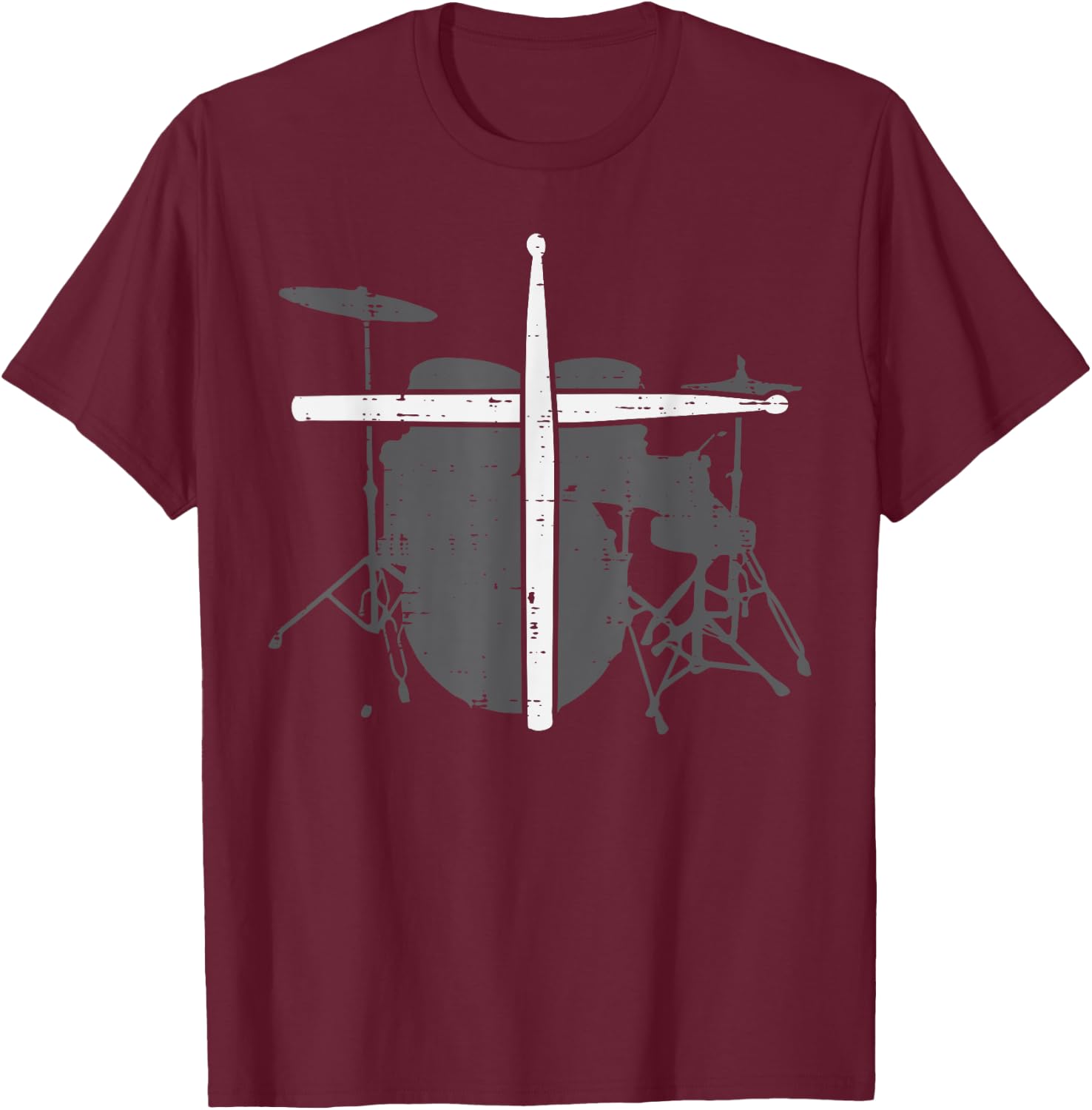 Drums Cross Drumstick Music Jesus Christian Band Men Women T-Shirt - T-Shirt | Maroon
