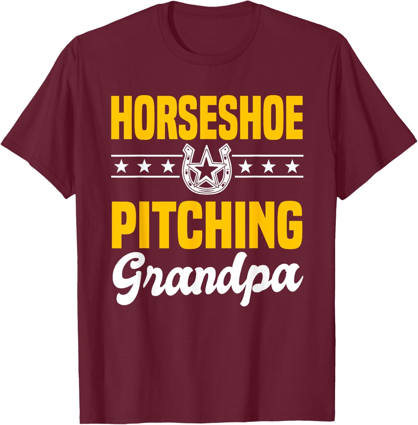 Horseshoe Pitching Grandpa Ferrier Horse Lover T-Shirt - T-Shirt | Maroon