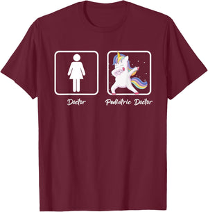 Unicorn Doctor Pediatric Children Health Pediatrician Gift T-Shirt - T-Shirt | Maroon