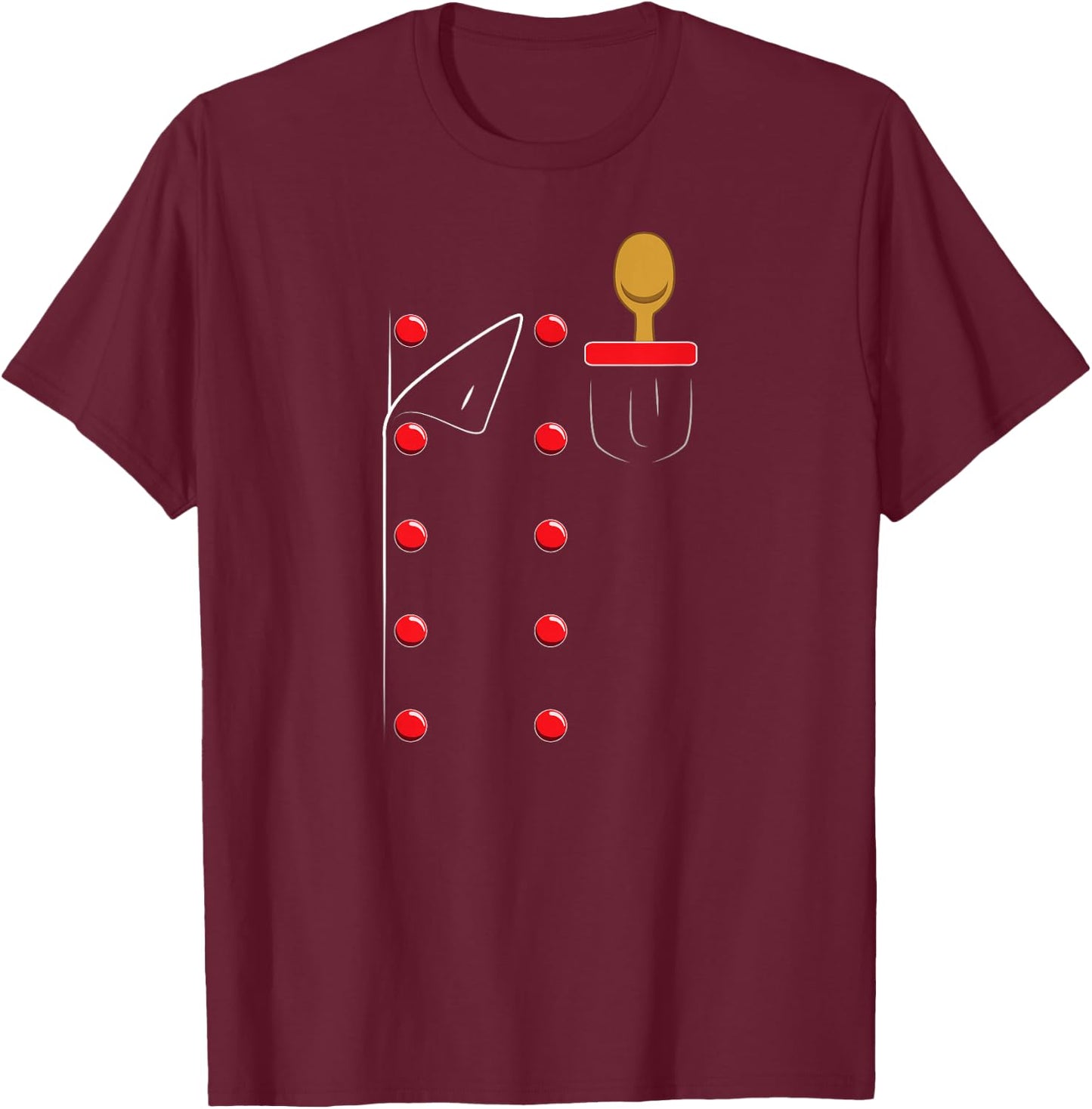 Chef Uniform Jacket Faux Cook Cooking T-Shirt - T-Shirt | Maroon