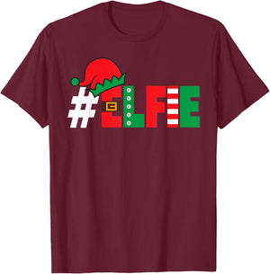 #Elfie Funny Christmas Elfie Elf Selfie Picture Holiday Pun T-Shirt - T-Shirt | Maroon