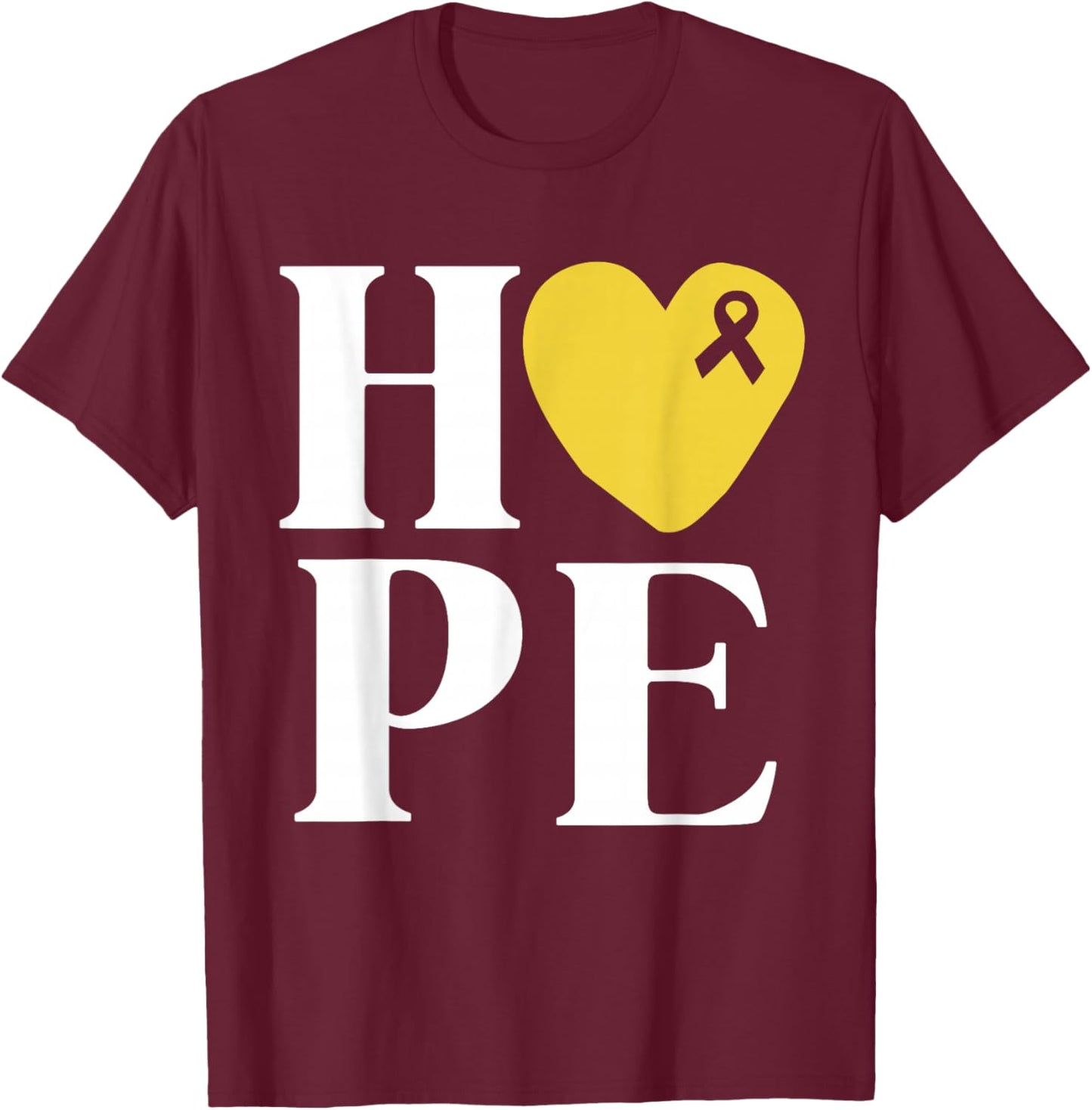 Childhood Cancer Fighter Shirts Hope Gold Ribbon Awareness T-Shirt - T-Shirt | Maroon