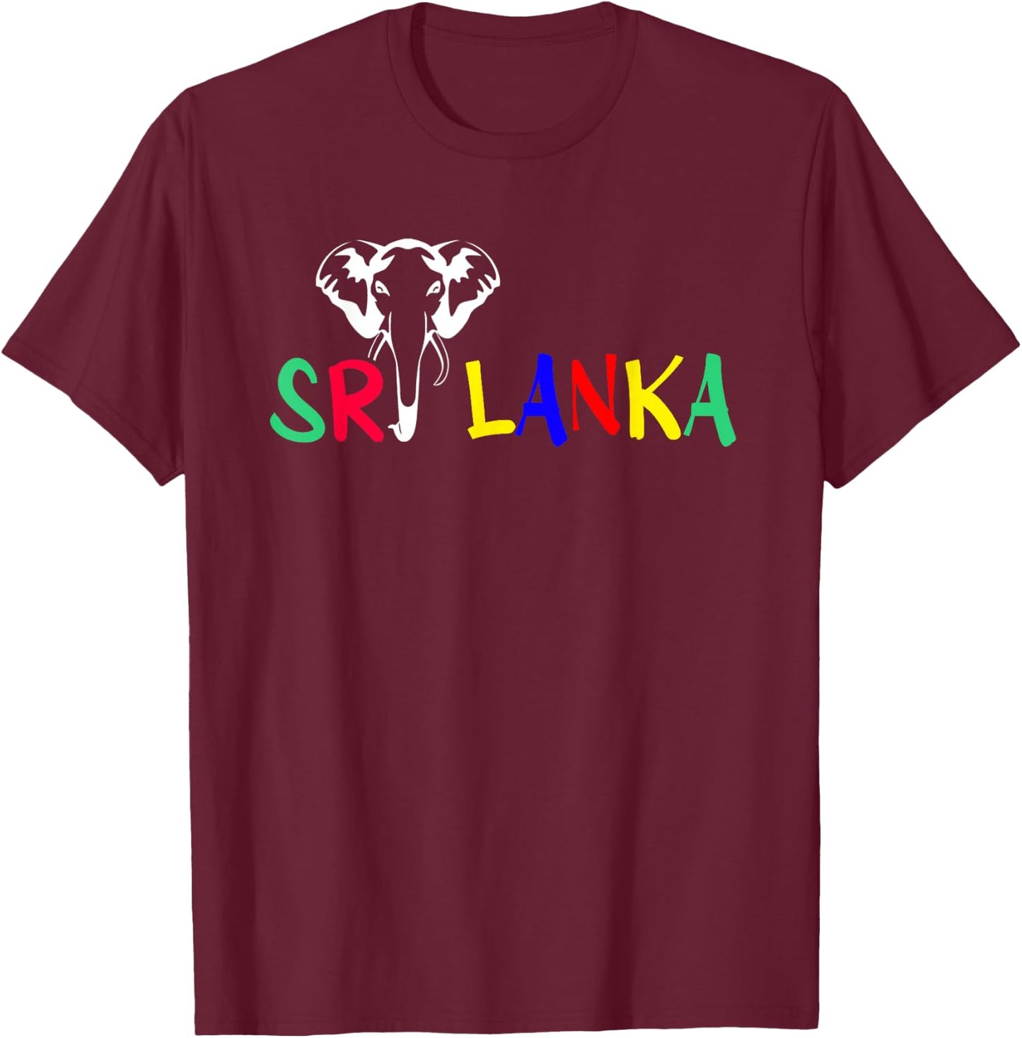 Beach Summertime Ocean | Sri Lanka Elephant | Summer Vacation | -Adults | Black, X-Small | Short Sleeve T-Shirt - T-Shirt | Maroon