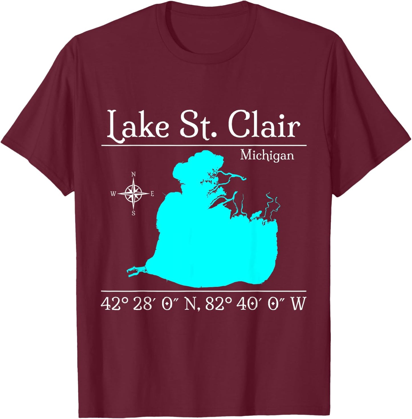 Lake St. Clair, Michigan T-Shirt - T-Shirt | Maroon