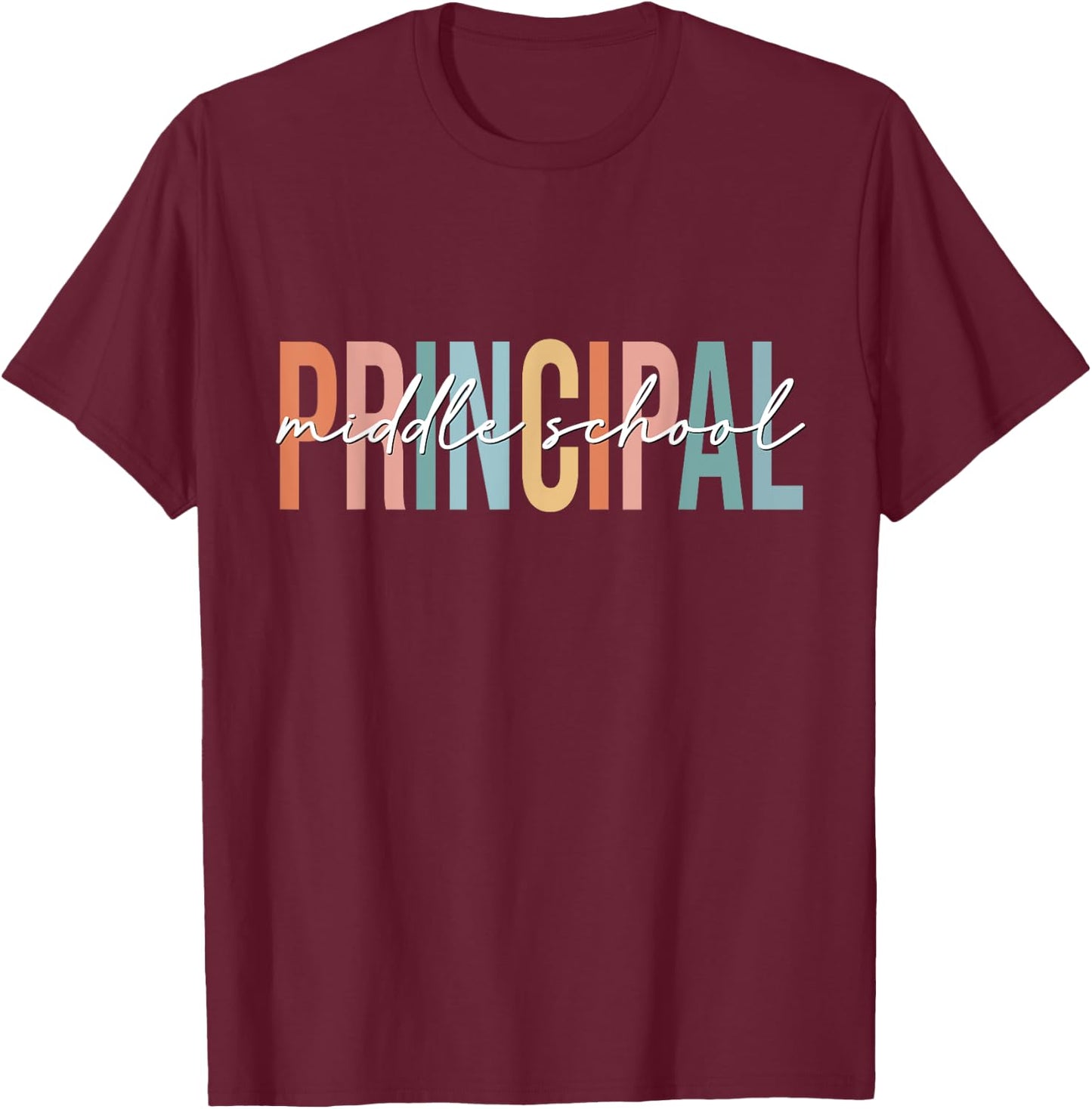 Boho Retro Vintage Middle School Principal Back To School T-Shirt - T-Shirt | Maroon