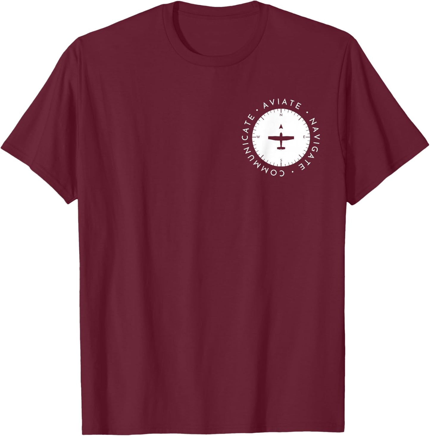 Modern Aviator Pilot Aviate, Navigate Communicate Heading T-Shirt - T-Shirt | Maroon