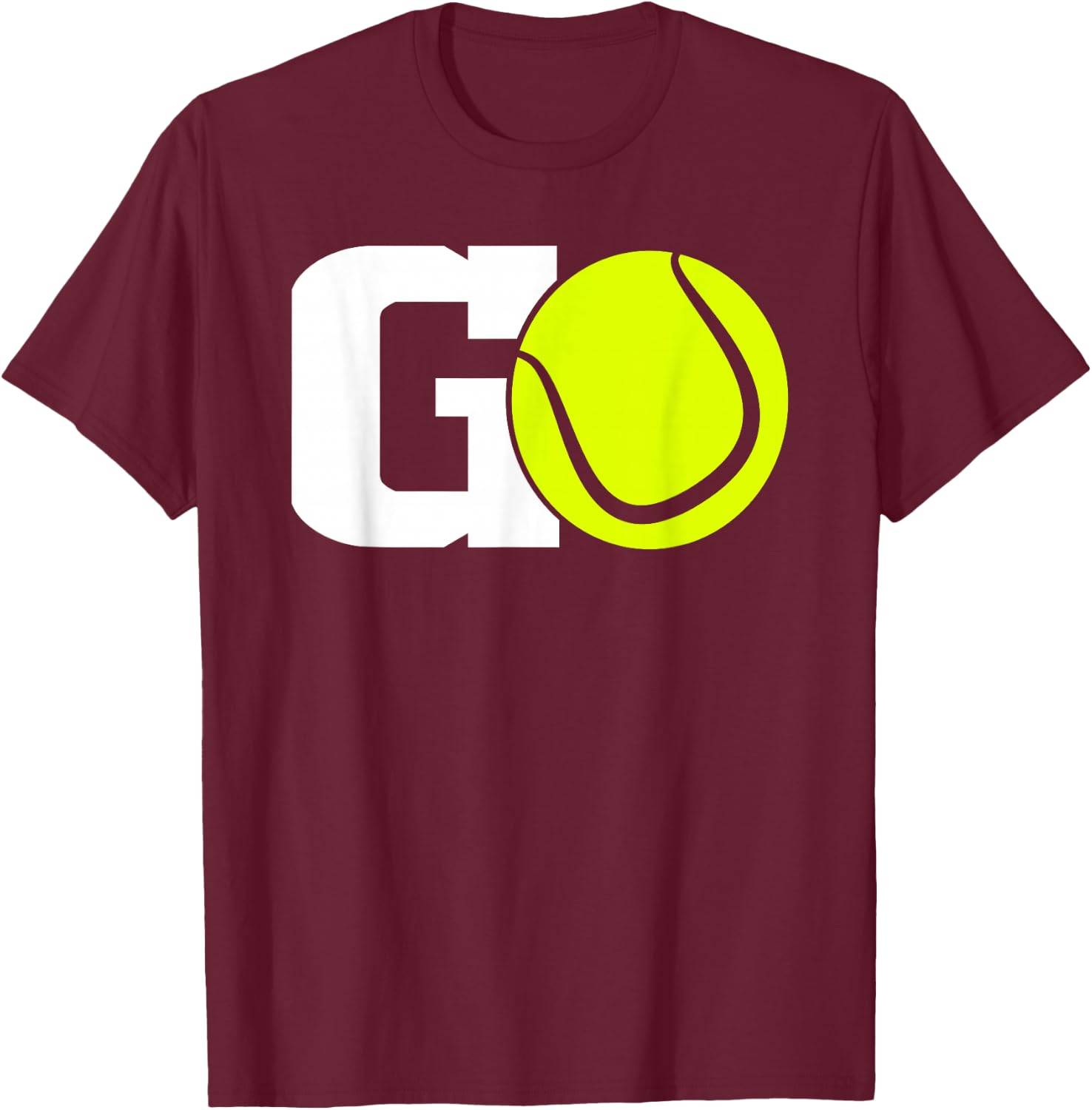 Tennis Player Go Design Graphic T-Shirt - T-Shirt | Maroon