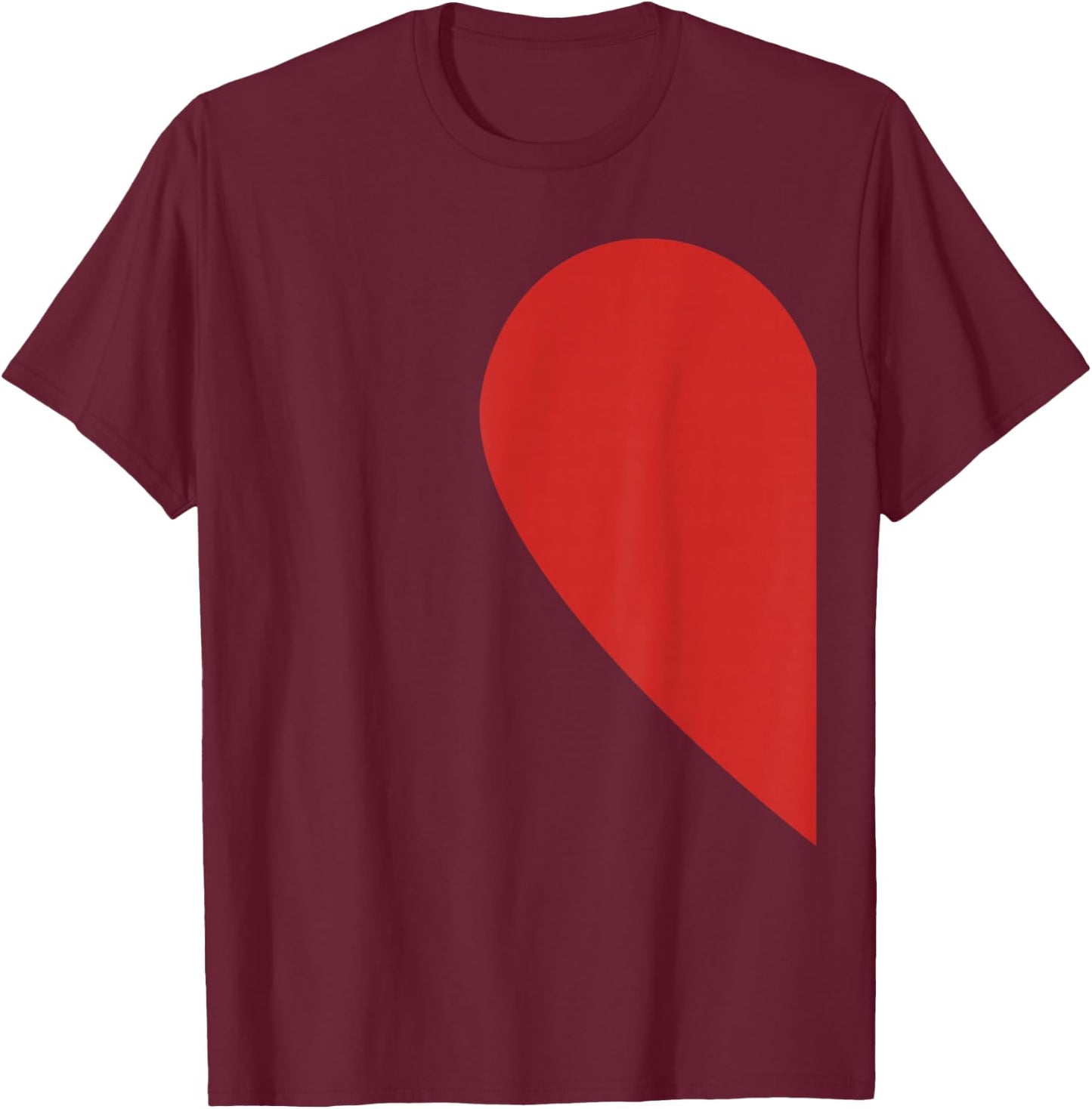 Matching Half Heart Red Valentines Day Twin T Shirt T-Shirt - T-Shirt | Maroon