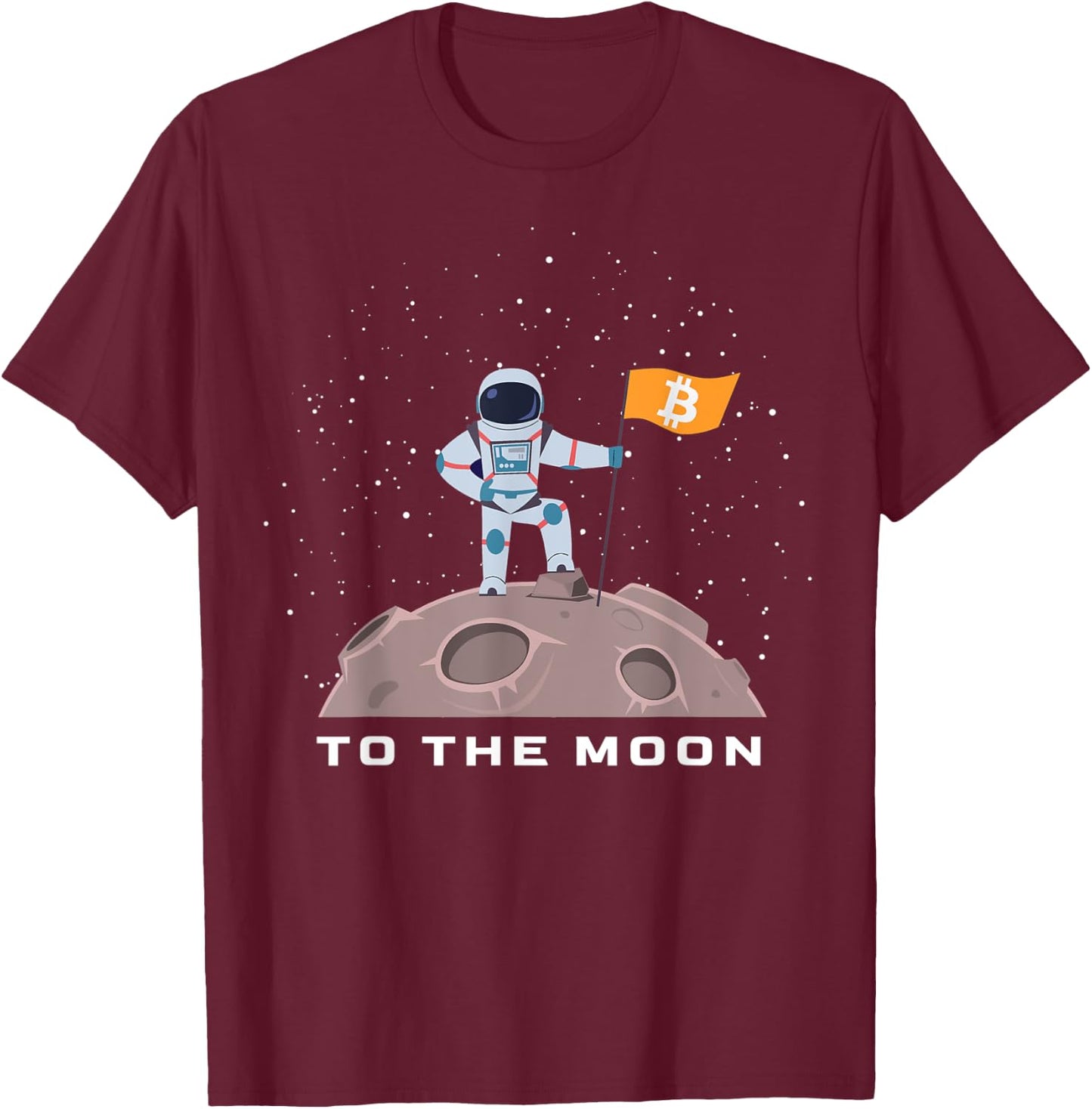 Bitcoin to the moon BTC Crypto Astronaut with BTC Flag T-Shirt - T-Shirt | Maroon