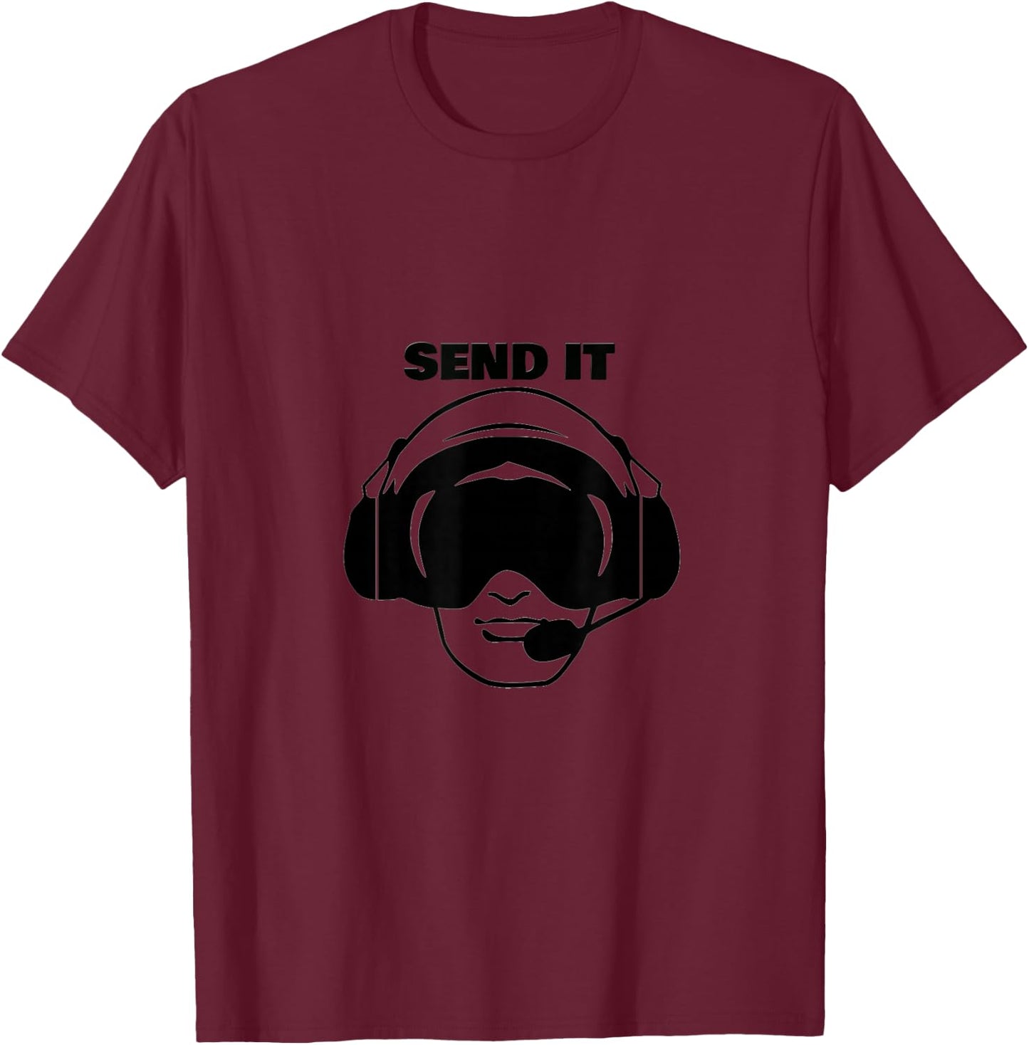 SEND IT Paramotor Pilot Helmet PPG UL Plane PPC Gyrocopter T-Shirt - T-Shirt | Maroon