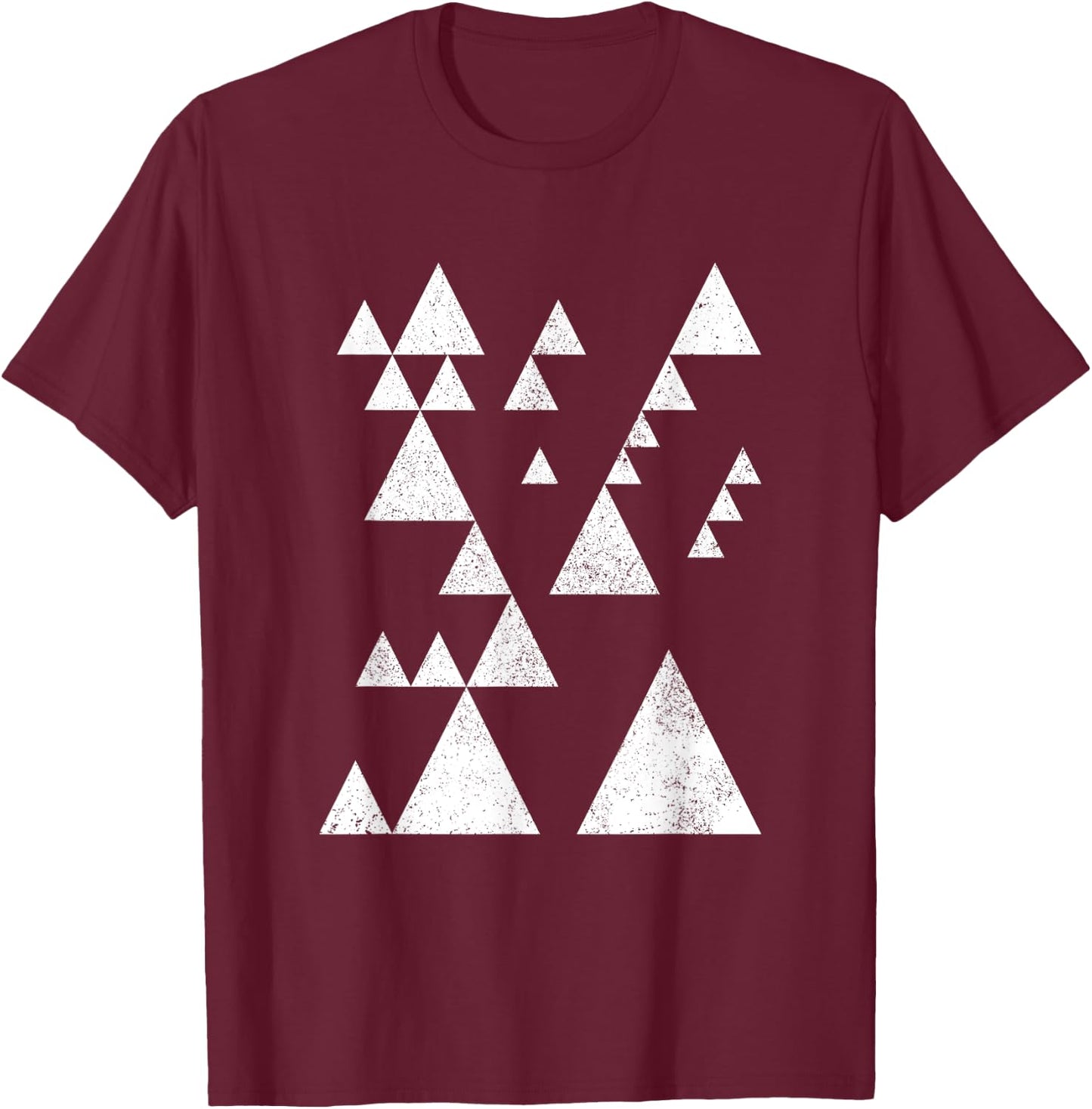 Geometric Triangles Shapes Geometry Abstract Art Distressed T-Shirt - T-Shirt | Maroon