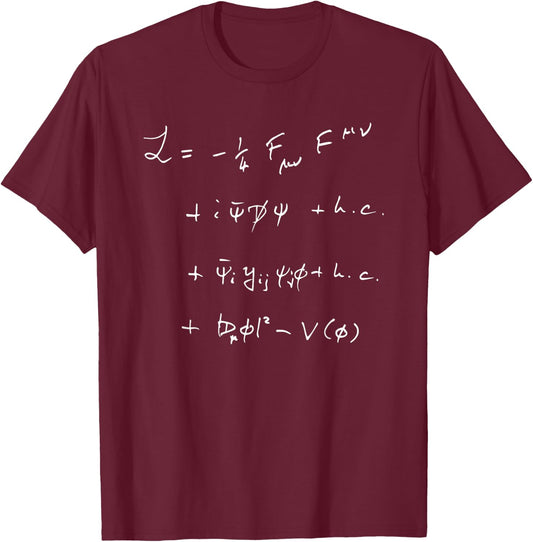 Physics Subject Standard Model Lagrangian Science Teacher T-Shirt - T-Shirt | Maroon