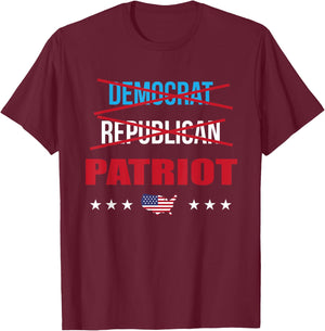 Democrat Republican Patriot Nonpartisan American Flag USA Men T-Shirt - T-Shirt | Maroon
