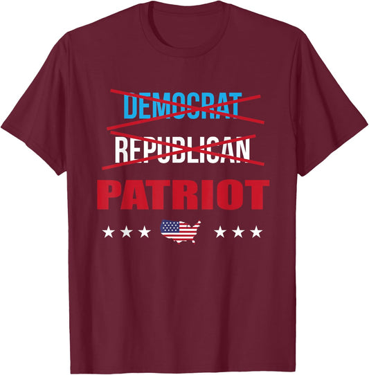 Democrat Republican Patriot Nonpartisan American Flag USA Men T-Shirt - T-Shirt | Maroon