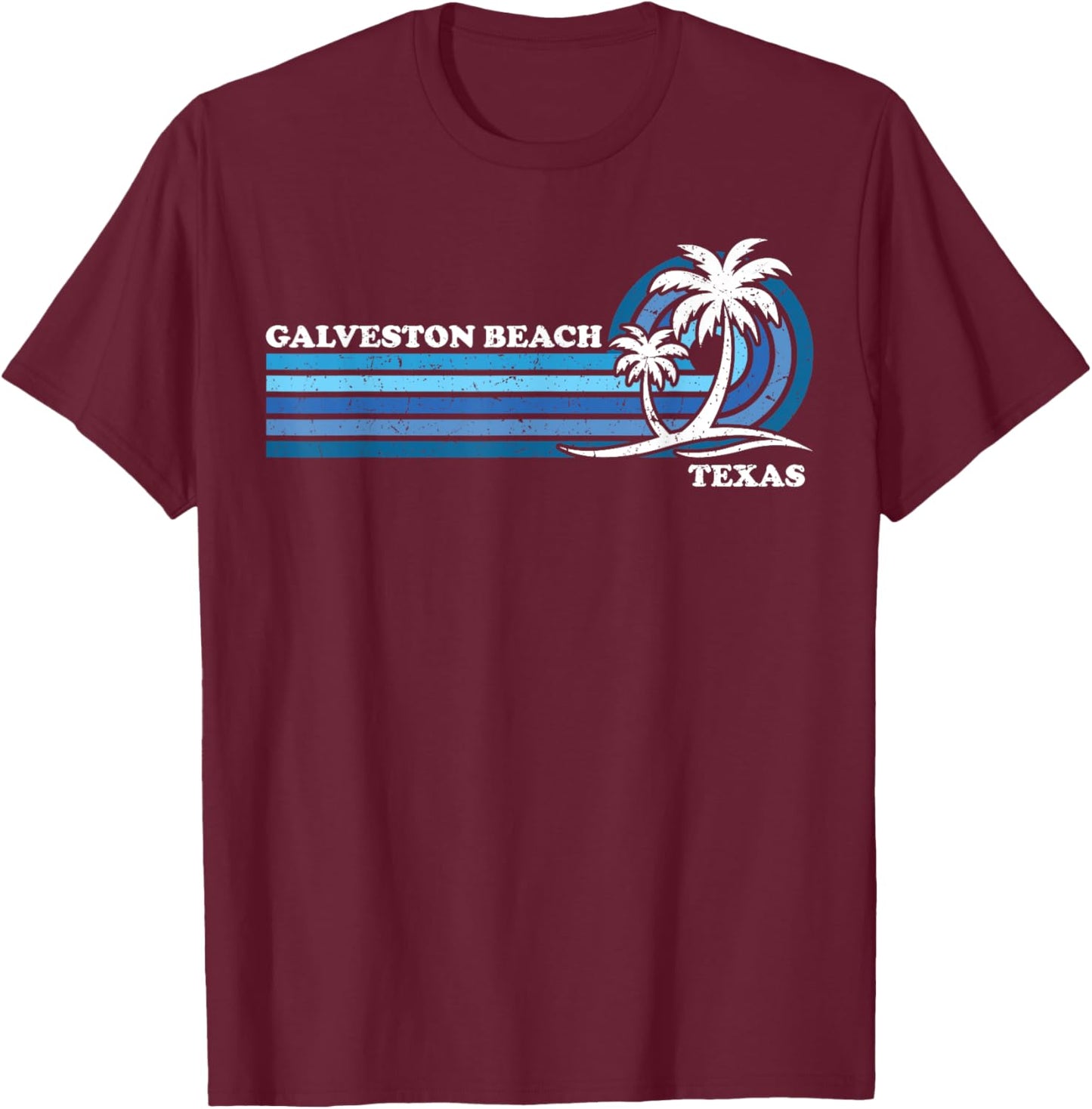 Retro Vintage Family Vacation Texas Galveston Beach Men Women Girls Kids T-Shirt - T-Shirt | Maroon