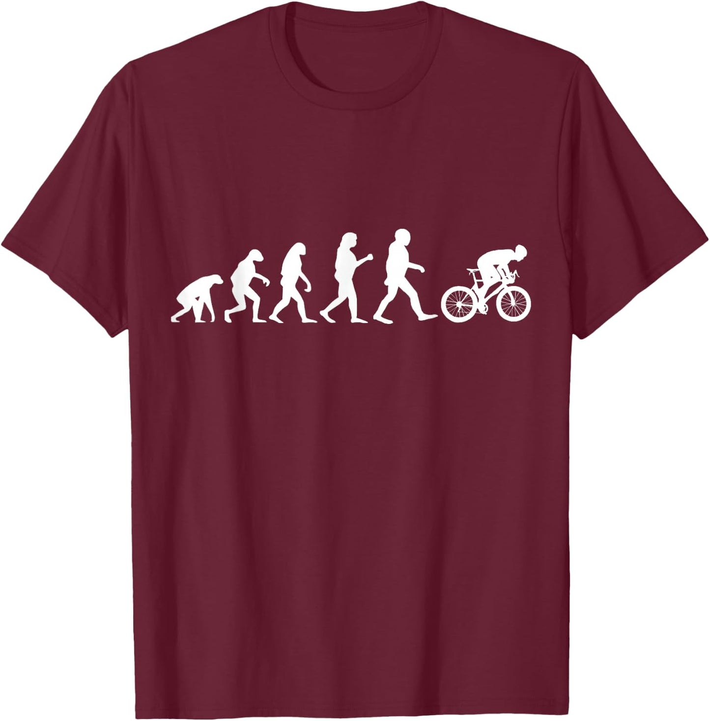 Evolution Cycling Bicycle Road Bike T-Shirt - T-Shirt | Maroon
