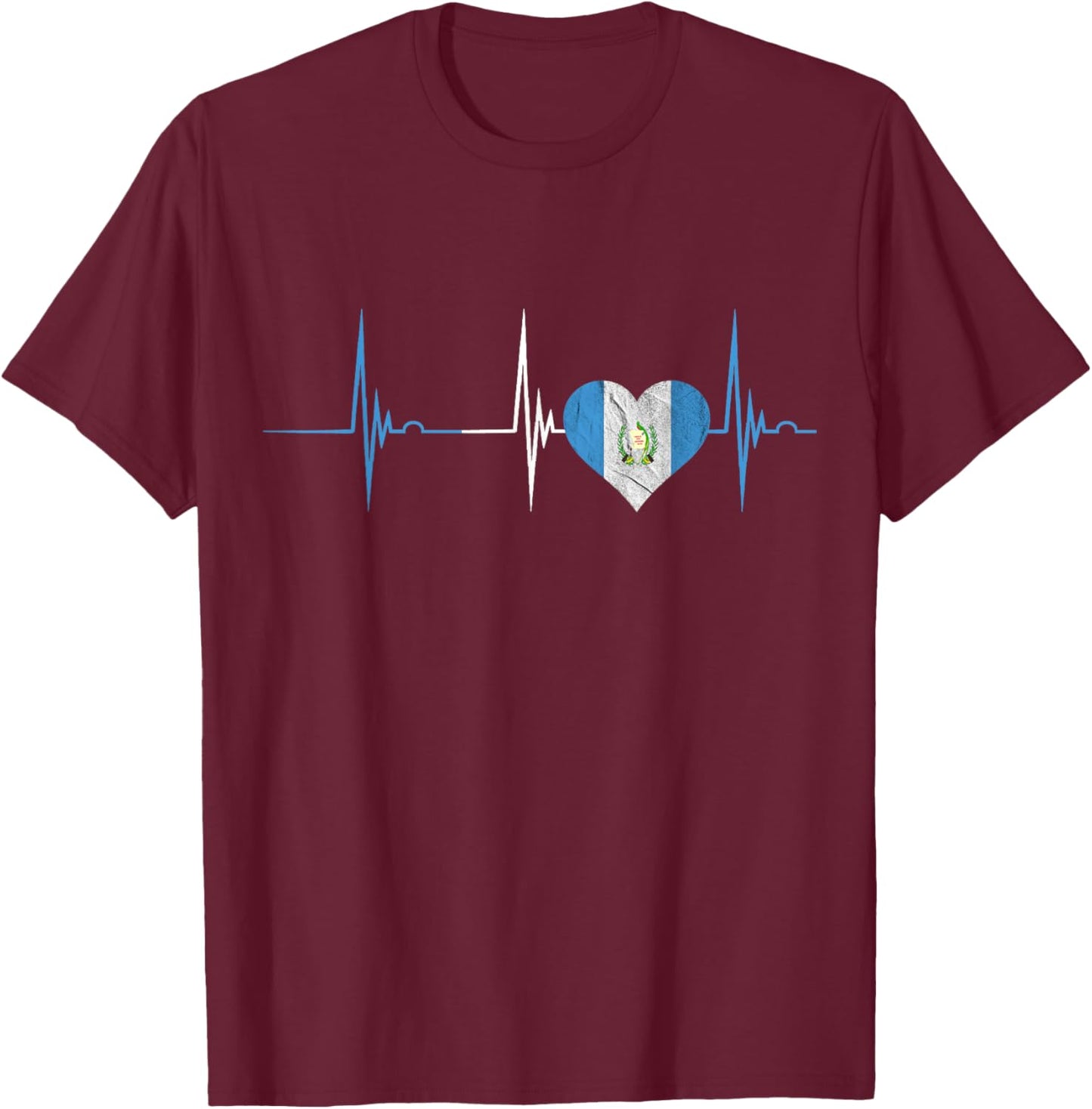 Guatemala Heartbeat EKG Pulse Guatemalan Heart Mayan Chapin T-Shirt - T-Shirt | Maroon