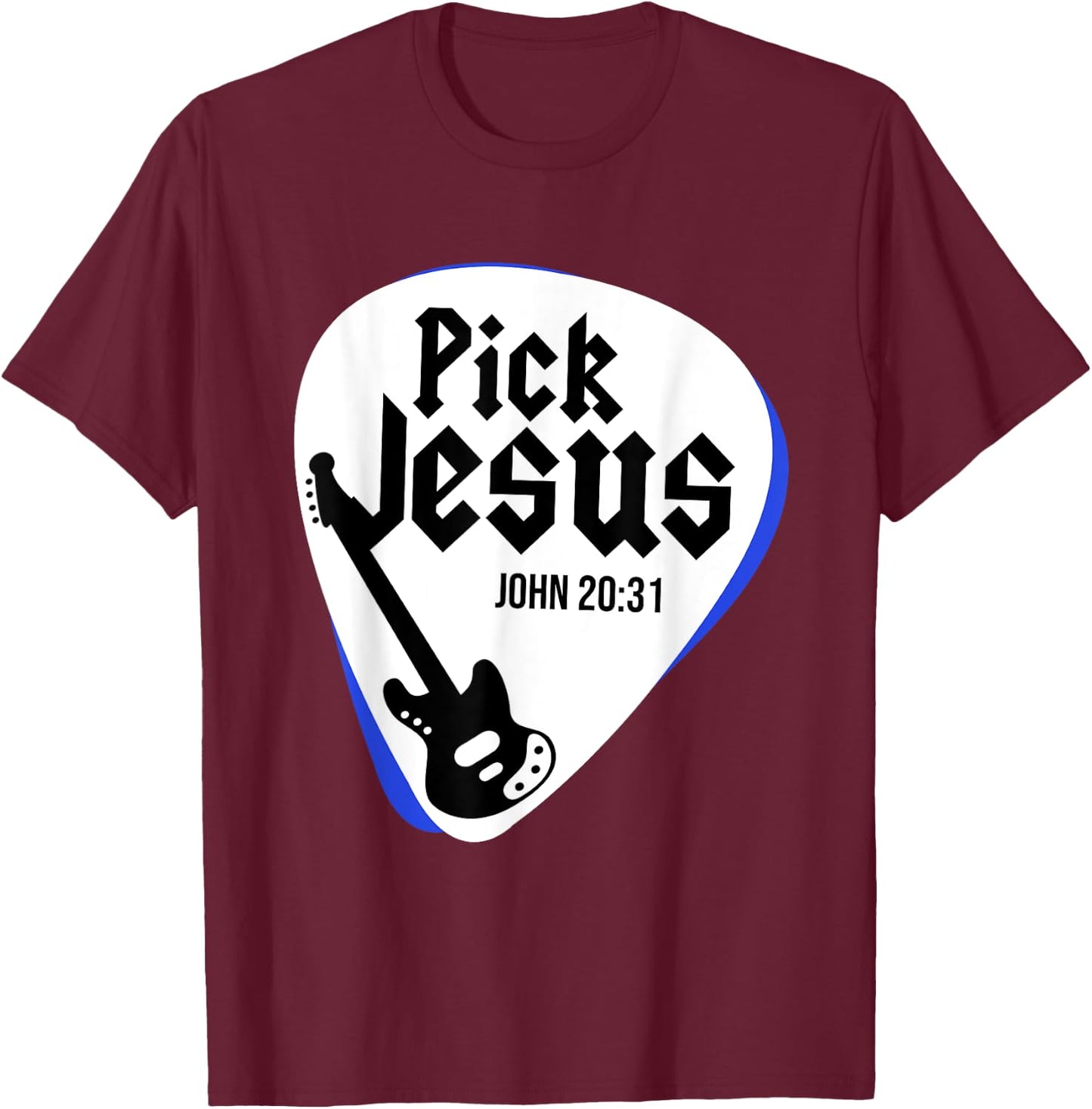 Jesus Christ Guitar Religion Christianity Catholic God T-Shirt - T-Shirt | Maroon