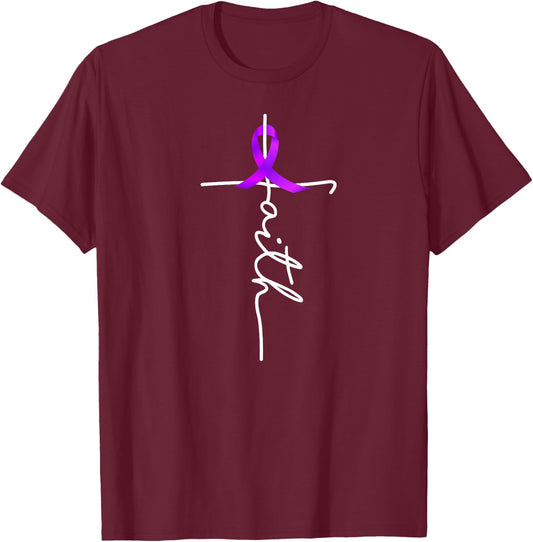Epilepsy Awareness Ribbon Faith T-Shirt - T-Shirt | Maroon