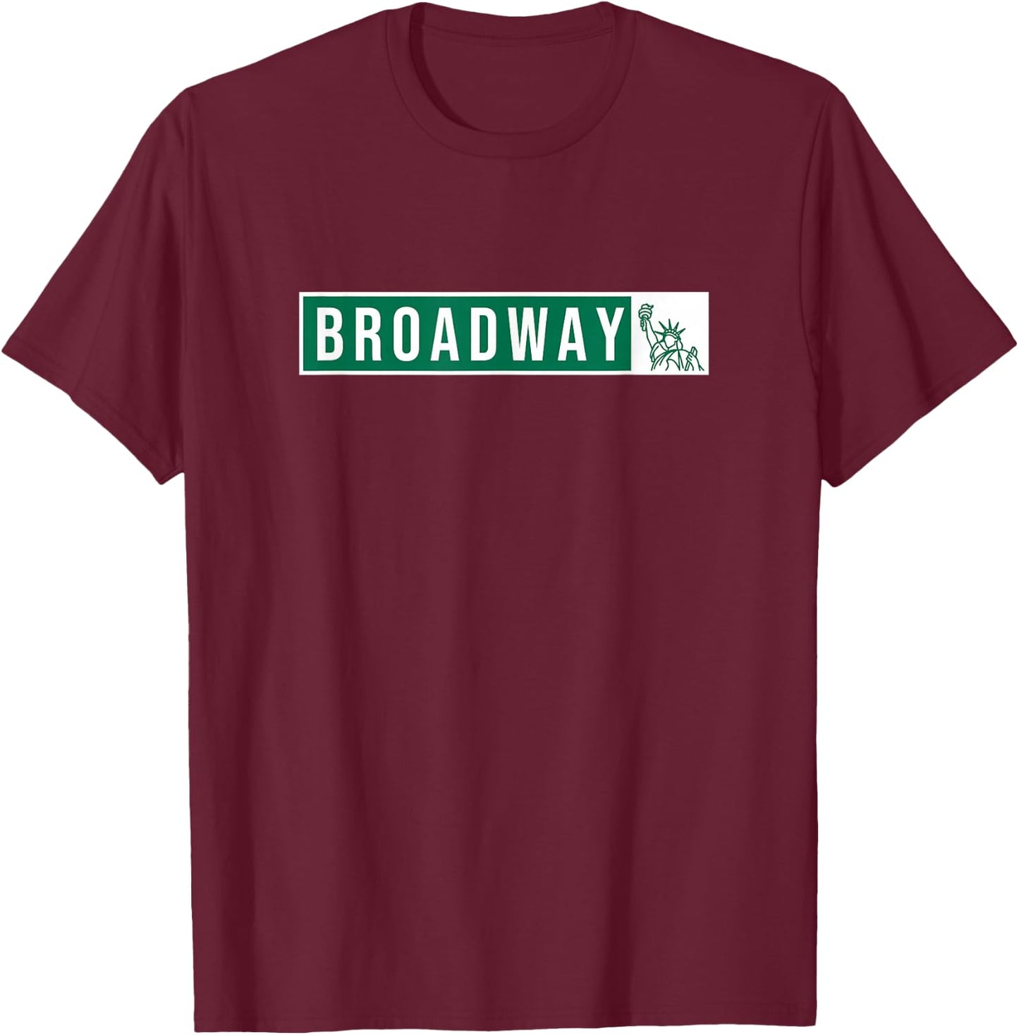 Musical Theater - Broadway Street Sign T-Shirt - T-Shirt | Maroon