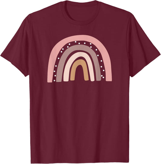 Boho Colors Minimalist Rainbow T-Shirt - T-Shirt | Maroon
