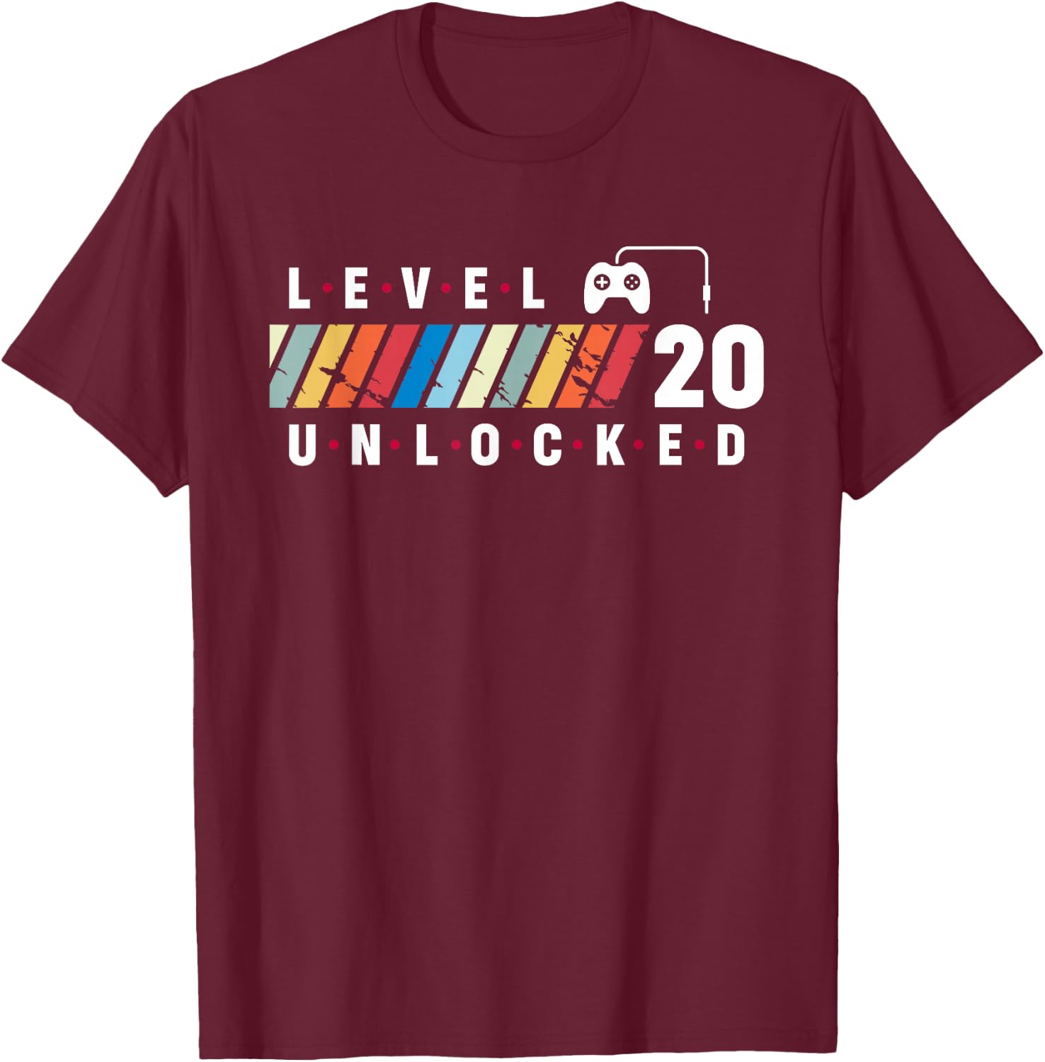 Level 20 Unlocked 20 Year Old Gamer 20th Video Game Birthday T-Shirt - T-Shirt | Maroon