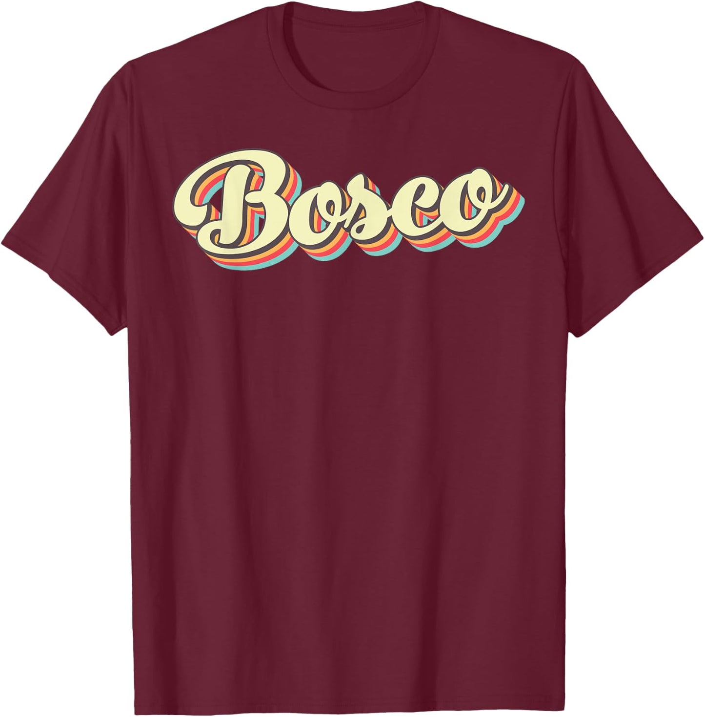 Bosco Retro Art Baseball Font Vintage T-Shirt - T-Shirt | Maroon