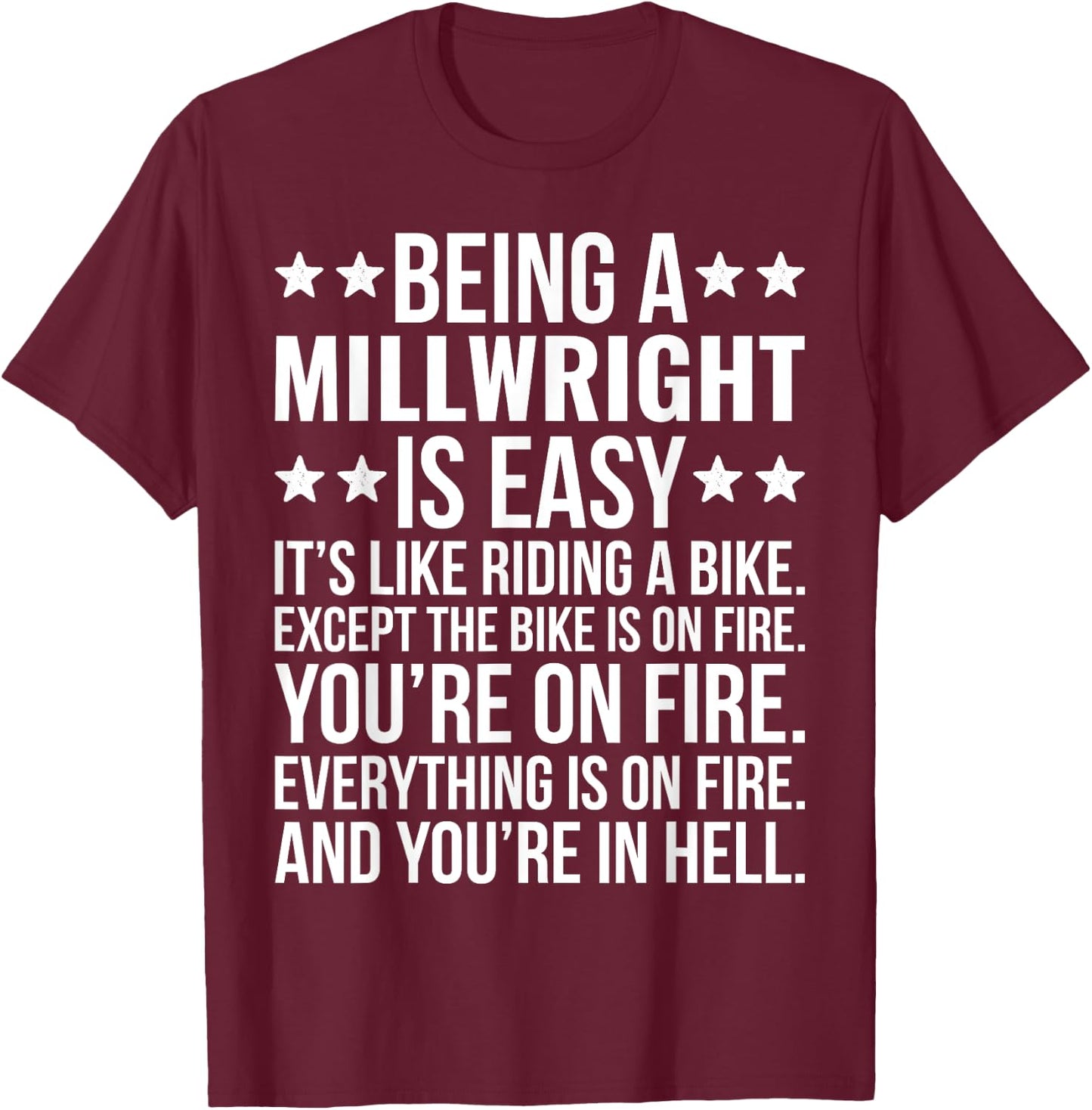Being Millwright Is Easy Funny Sarcastic Industrial Mechanic T-Shirt - T-Shirt | Maroon