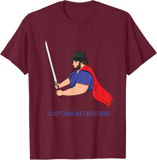 Captain Neckbeard Fedora M'lady Katana Waifu Dank Meme Sire T-Shirt - T-Shirt | Maroon