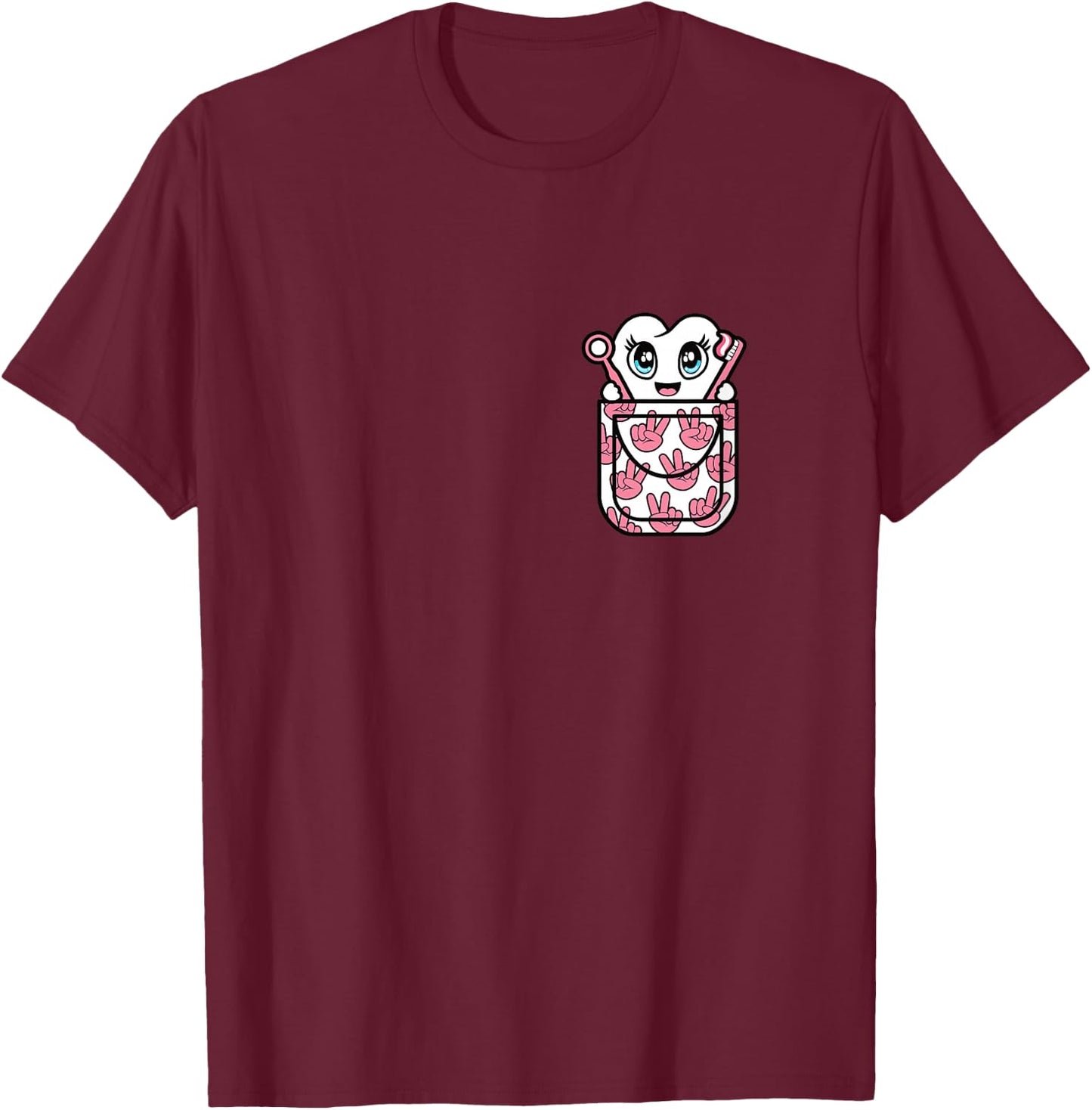Funny Tooth Pocket Dental Hygienist Dentist Women Girls T-Shirt - T-Shirt | Maroon