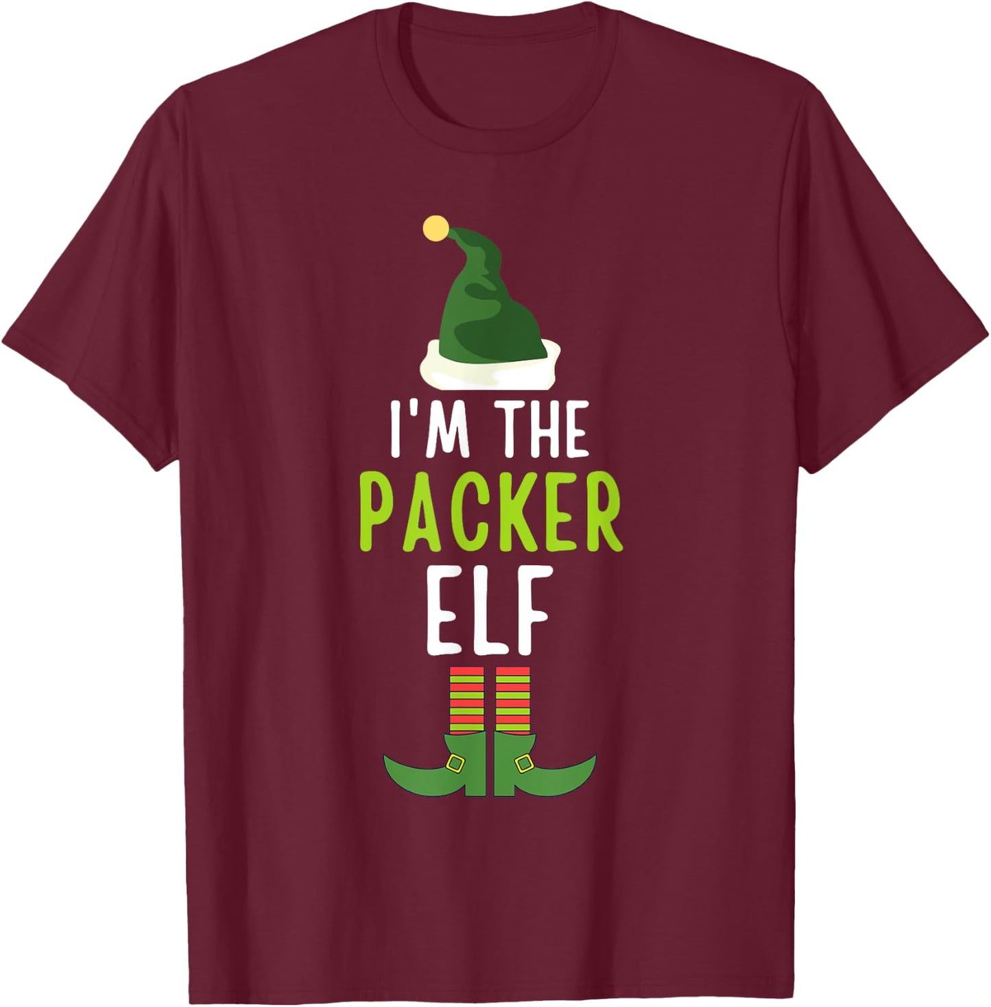 Packer Elf Funny Christmas Pajama T-Shirt - T-Shirt | Maroon
