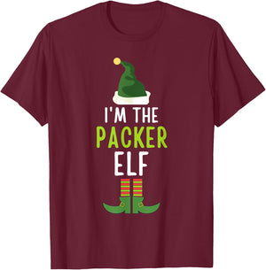 Packer Elf Funny Christmas Pajama T-Shirt - T-Shirt | Maroon