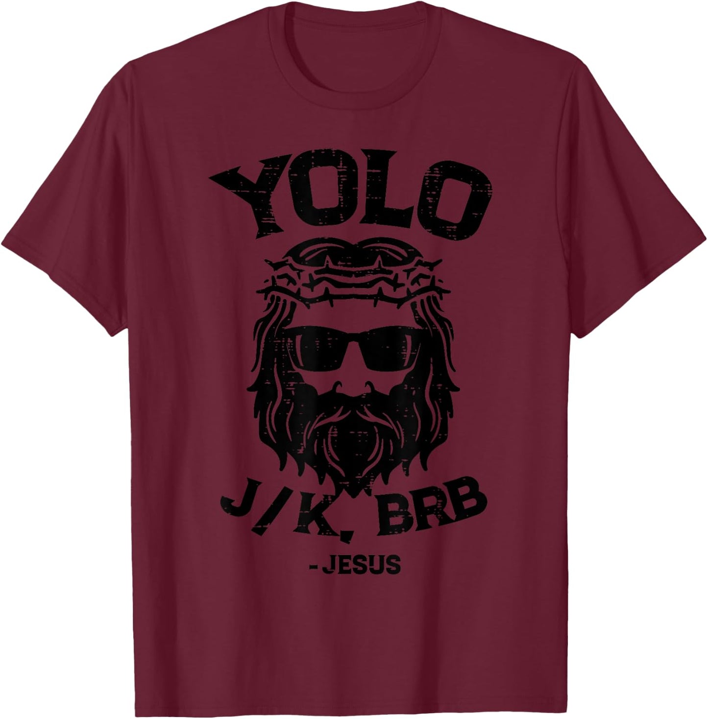 Easter Shirts Women Men Kids Children Easter Gift Yolo Jk Brb Jesus Funny Easter Day Ressurection Christians -Adults, -Kids Grey Classic Fit Short Sleeve T-Shirt - T-Shirt | Maroon