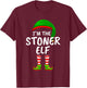 Matching Family Funny I'm The Stoner Elf Christmas T-Shirt - T-Shirt | Maroon