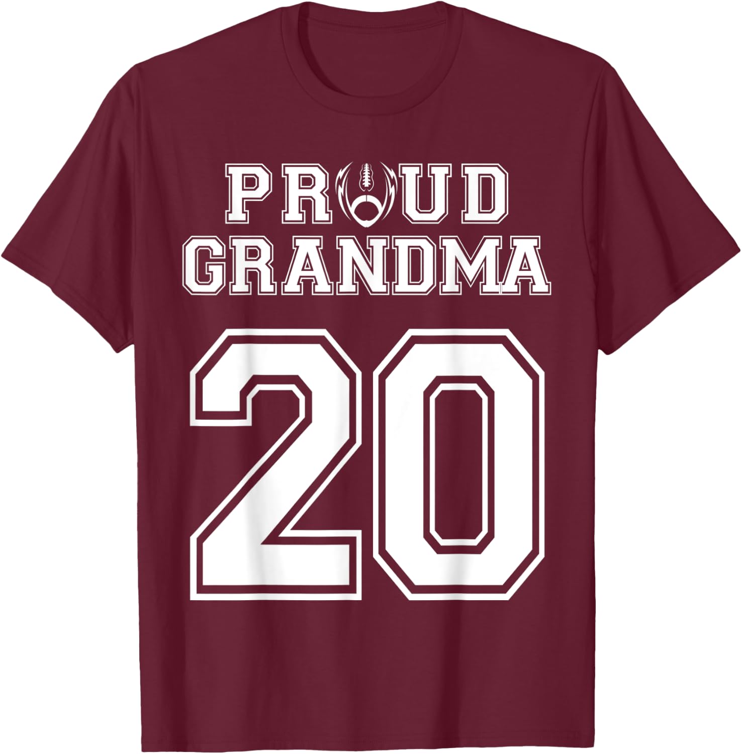 Custom Proud Football Grandma Number 20 Personalized Women T-Shirt - T-Shirt | Maroon