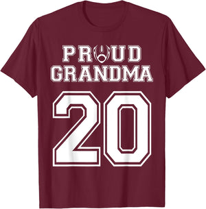 Custom Proud Football Grandma Number 20 Personalized Women T-Shirt - T-Shirt | Maroon