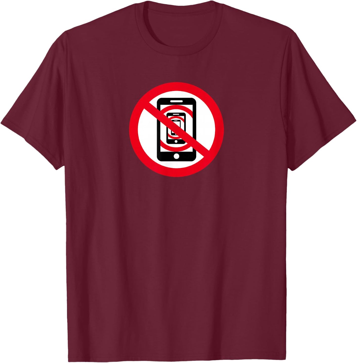 Funny No Cell Phone Library T-Shirt - T-Shirt | Maroon