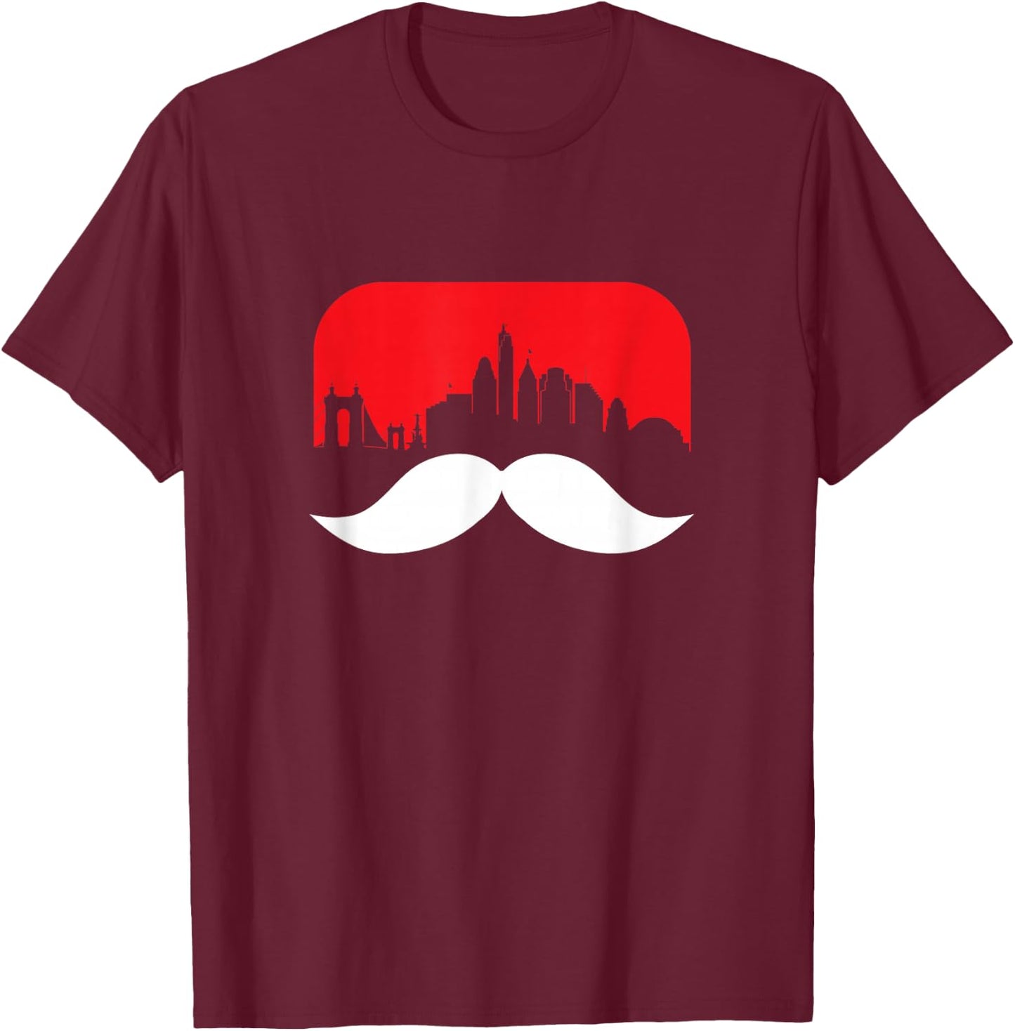 Cincinnati Moustache Shirt & Red Cincinnati Skyline Redlegs T-Shirt - T-Shirt | Maroon