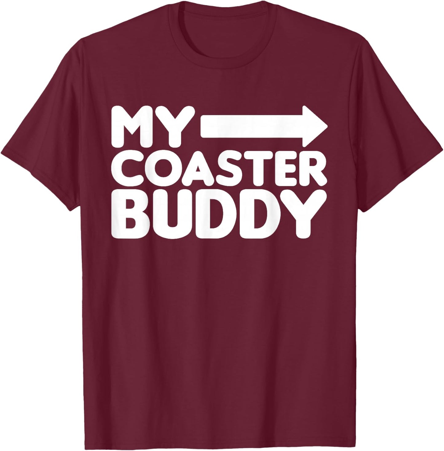 My Coaster Buddy Set 1/2 pointing right, Roller Coaster T-Shirt - T-Shirt | Maroon