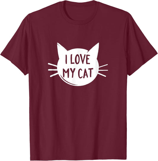 I Love my cat T-Shirt - T-Shirt | Maroon
