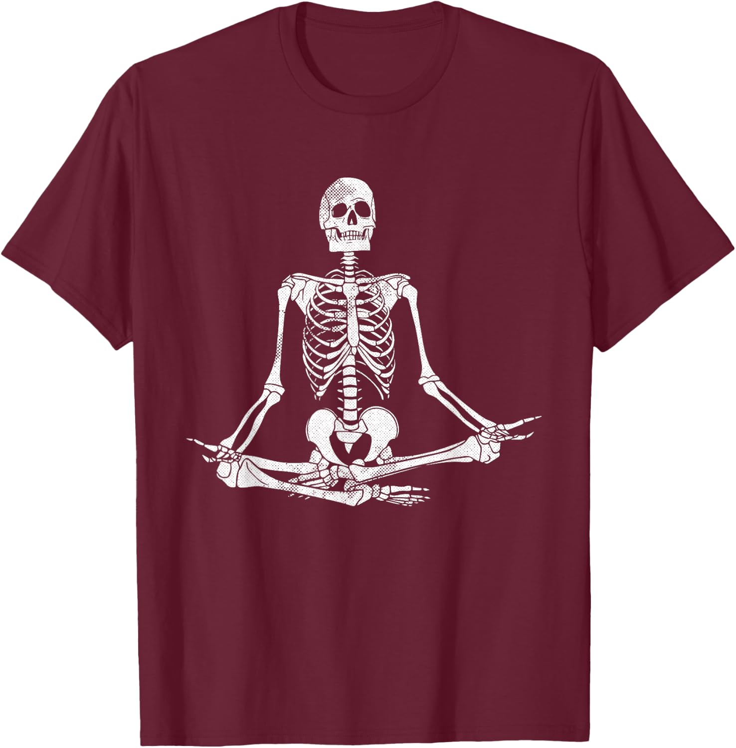 Meditating Skeleton Lazy Halloween Costume Funny Skull Yoga T-Shirt - T-Shirt | Maroon